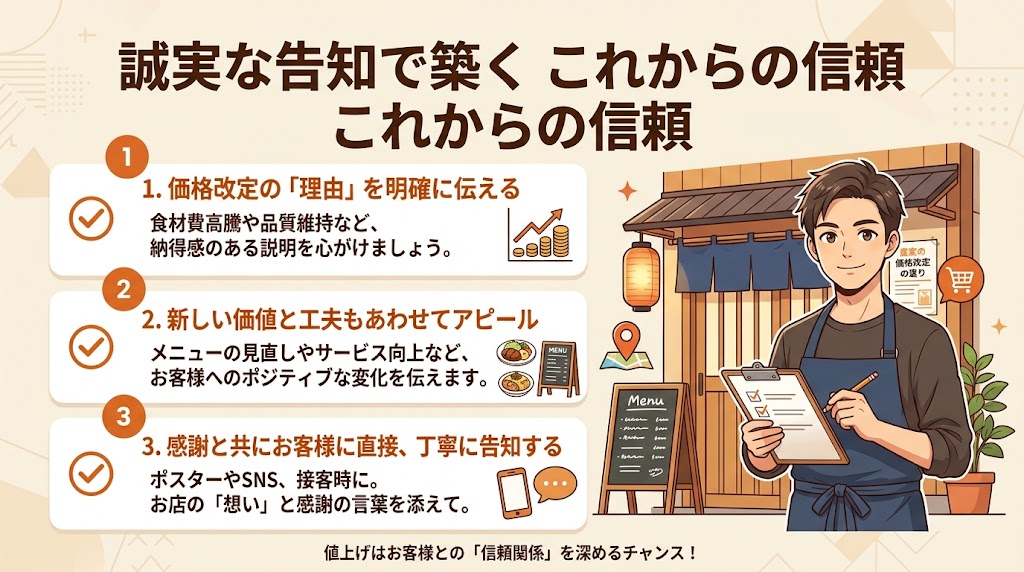まとめ:誠実な値上げ告知はお店の信頼を高める