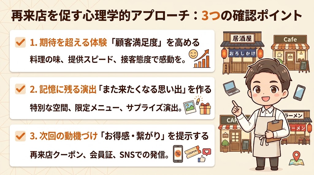 飲食店のリピーターを増やす方法を知る前に|再来店の心理学