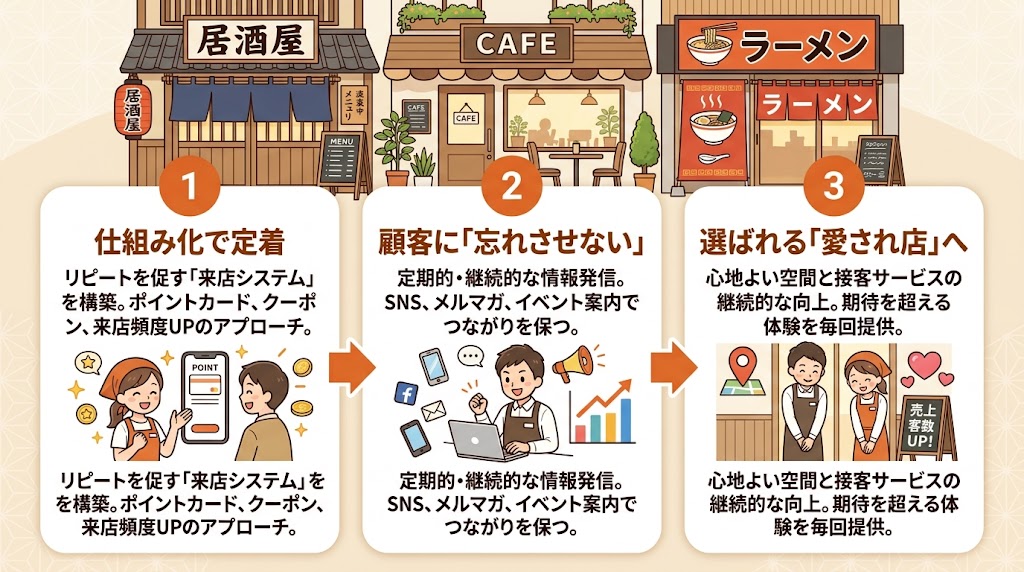 まとめ:飲食店のリピーターを増やすには仕組みと継続が不可欠