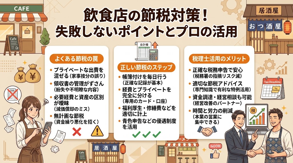 飲食店の節税で失敗しないための注意点と税理士の活用