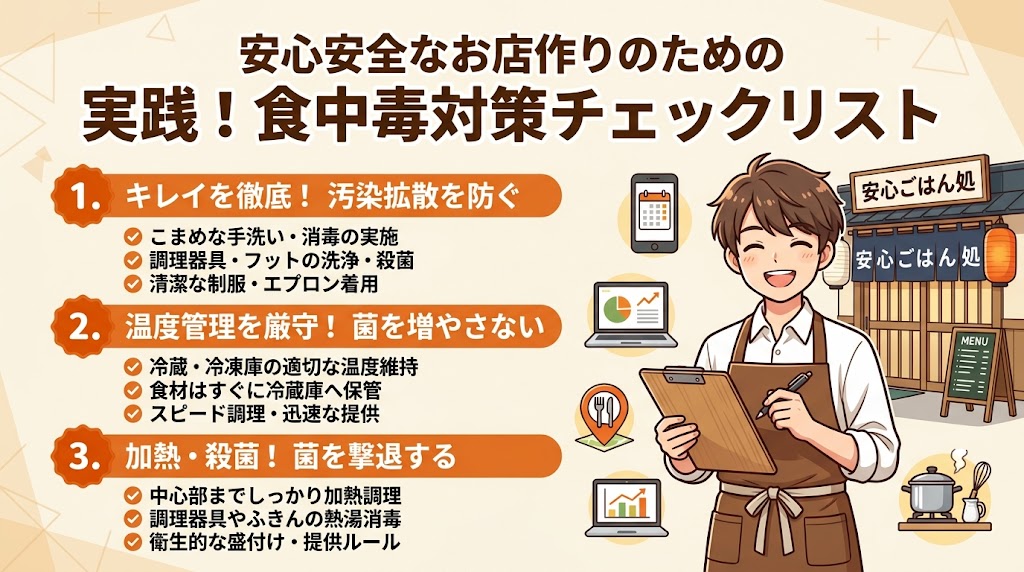 食中毒予防の3原則|「つけない・増やさない・やっつける」
