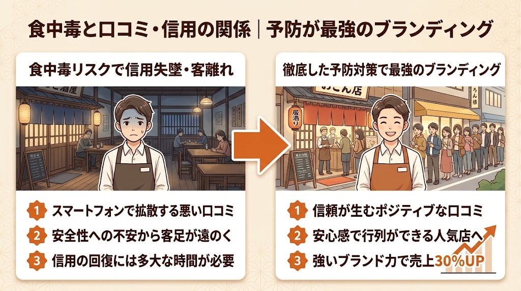 食中毒と口コミ・信用の関係|予防が最強のブランディング