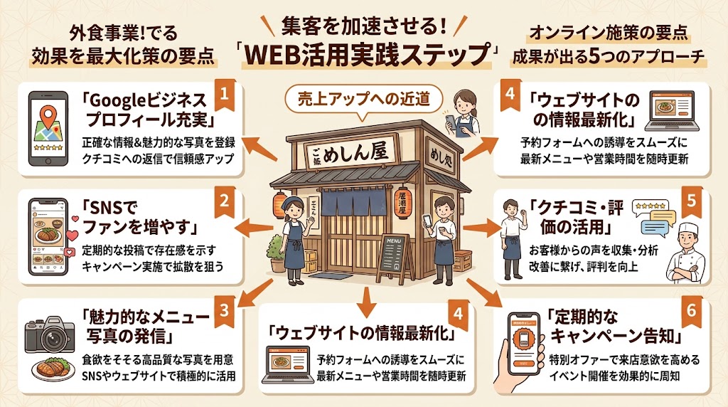 飲食店の集客アイデア|オンライン施策12選