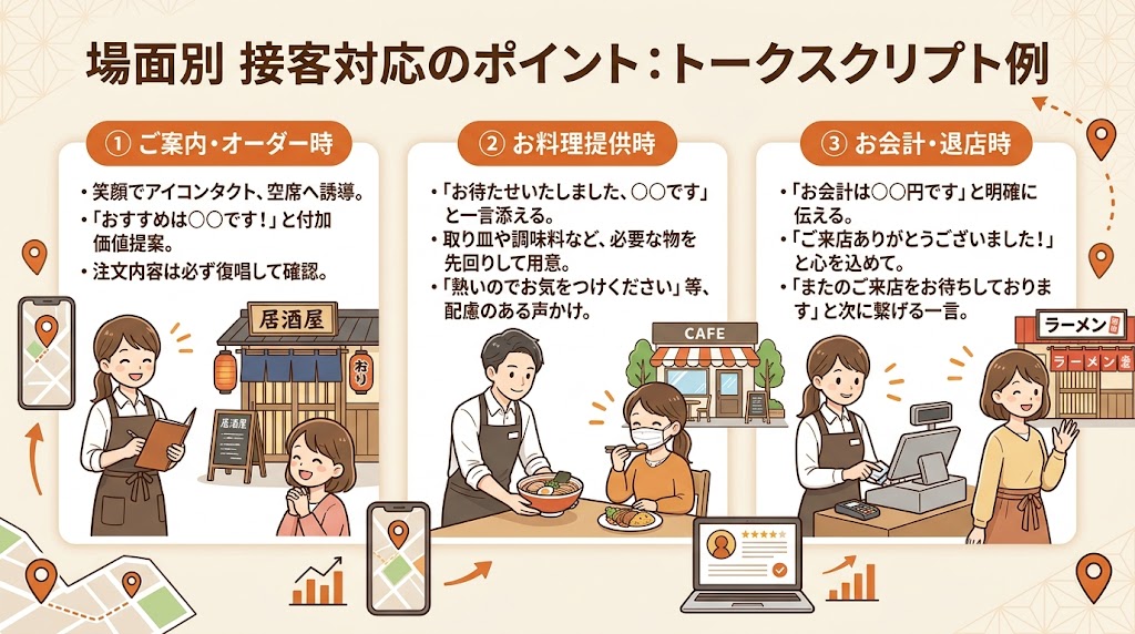 接客マニュアルの具体例｜場面別のトークスクリプト