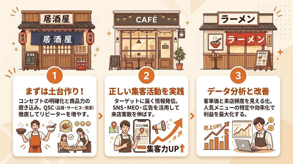まとめ:飲食店の売上アップは正しい順番で取り組もう