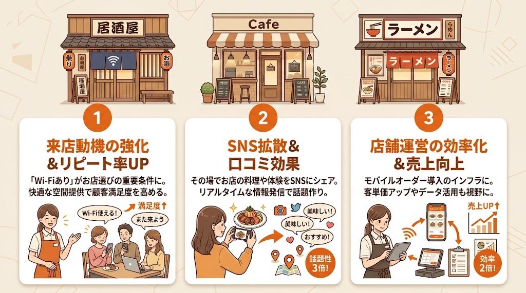 飲食店にWi-Fiが必要とされる3つの理由