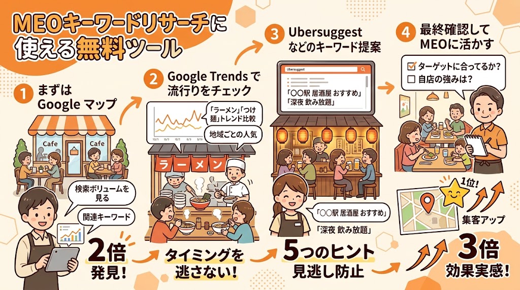 MEOキーワードリサーチ無料ツールの図解