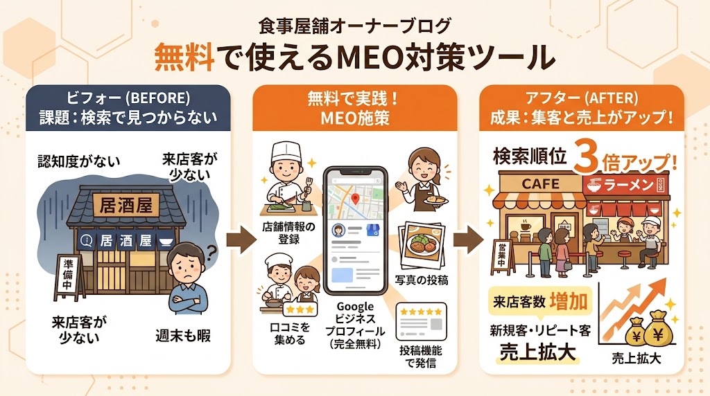 無料MEO対策ツールの図解