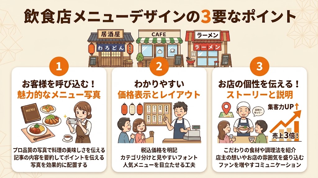 飲食店メニューで絶対外せない5つのデザイン要素